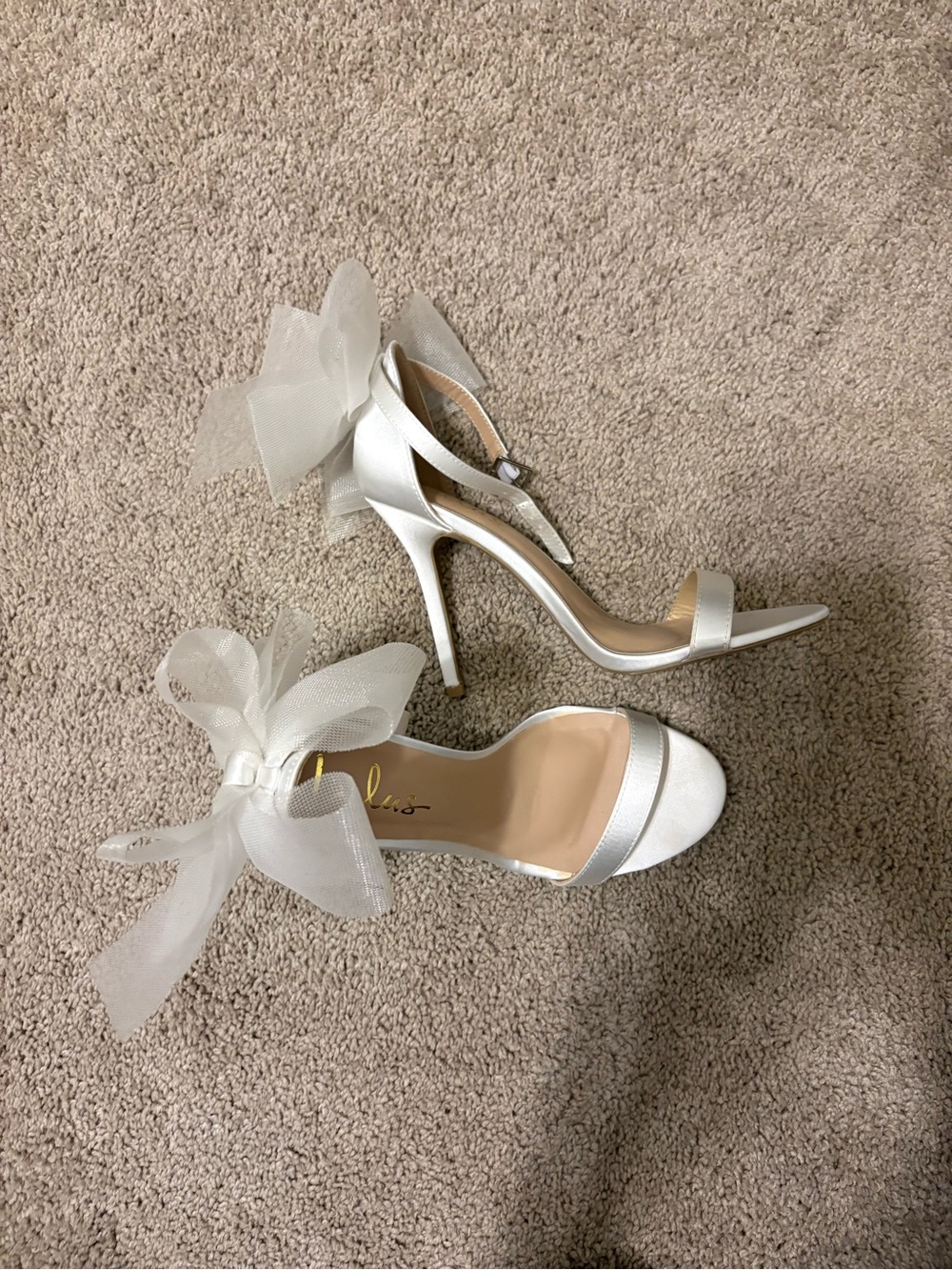 White Satin Bow Ankle-Strap Stiletto Heels